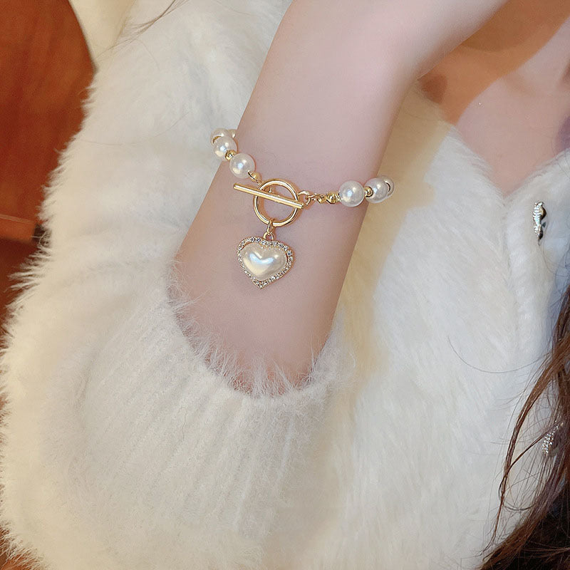 Buckle Pearl Heart Bracelet