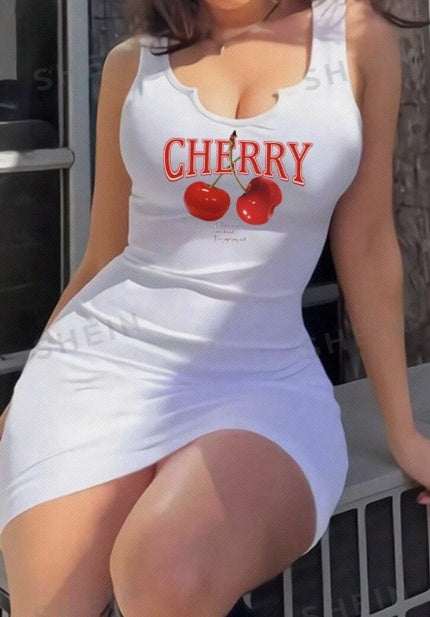 Cherry V-Neck Mini Dress