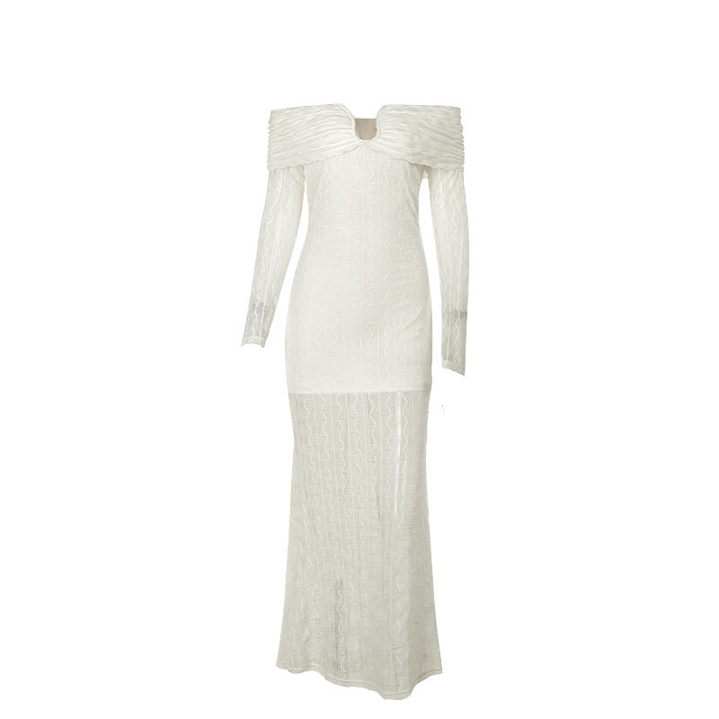 Off-shoulder Long Sleeve Dress
