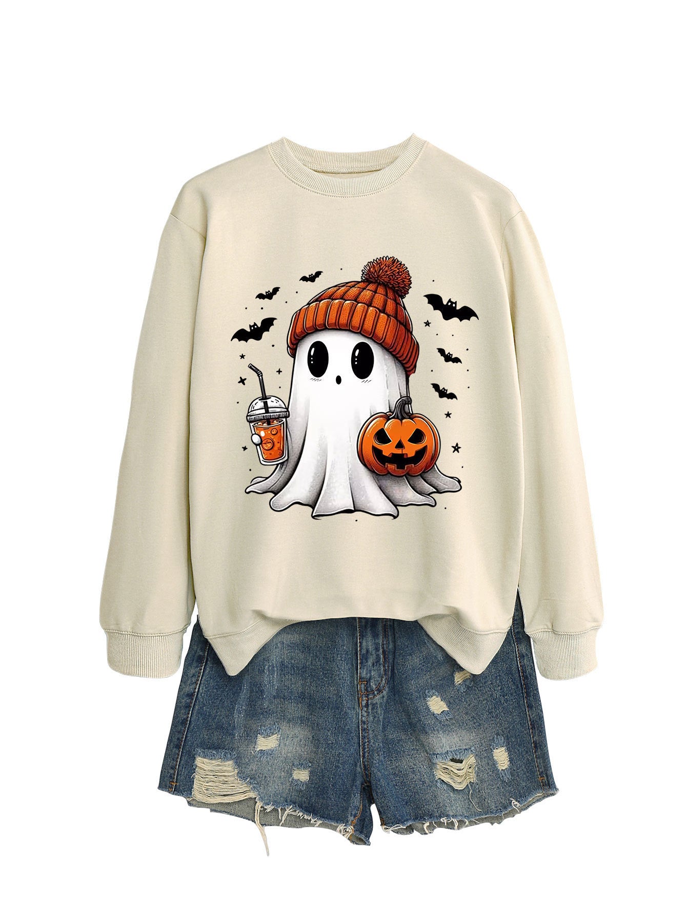 Pumpkin Bat Crew Neck Sweatshirt