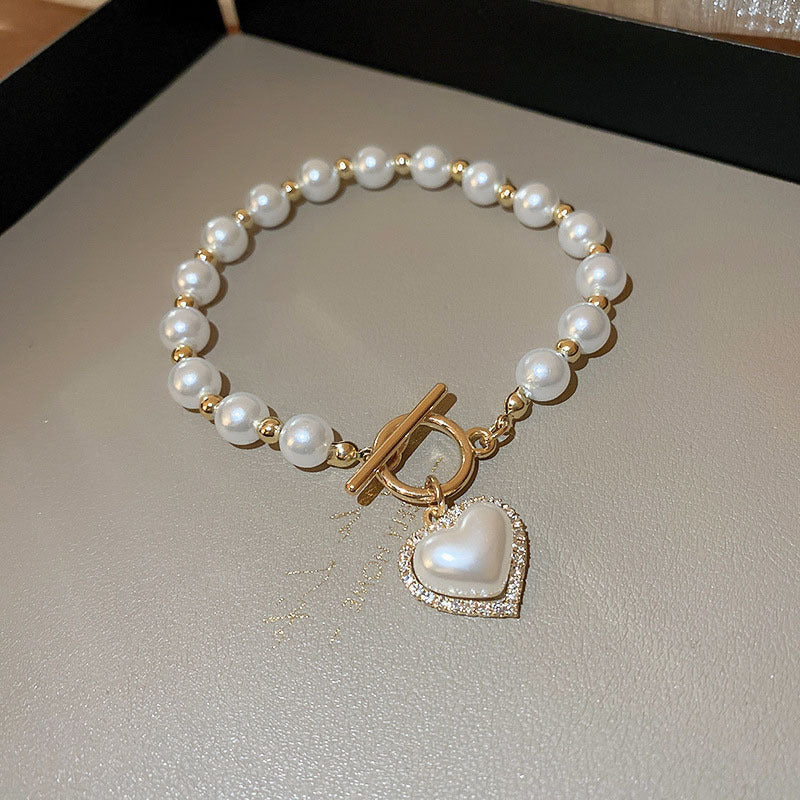 Buckle Pearl Heart Bracelet