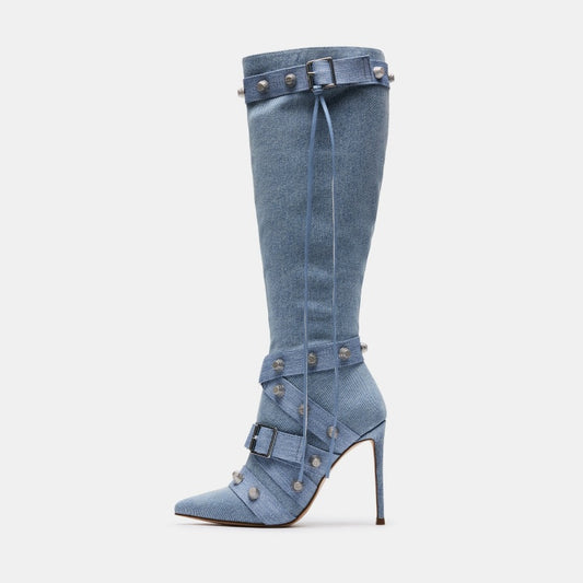 Leathern Pointed Stiletto Heel High