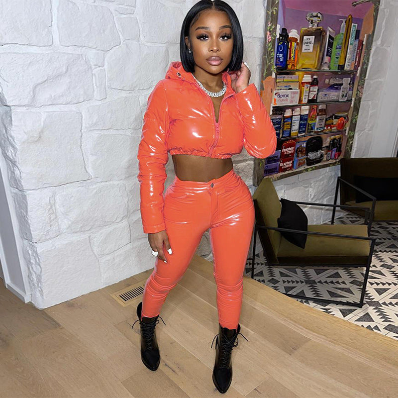 Hooded Coat Low Waist Suit