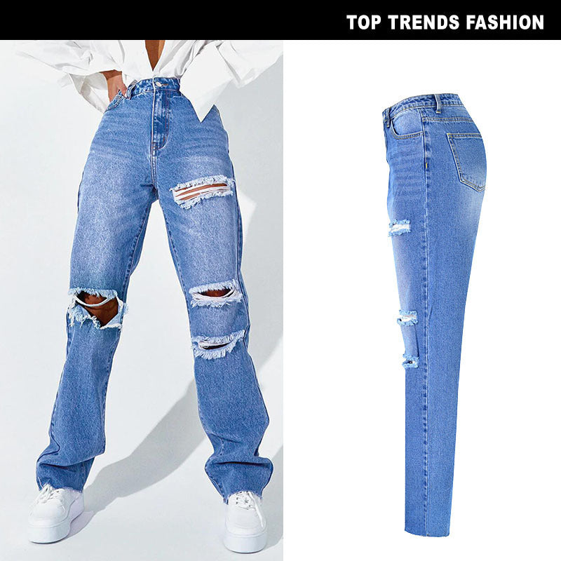 Straight Ripped Jeans