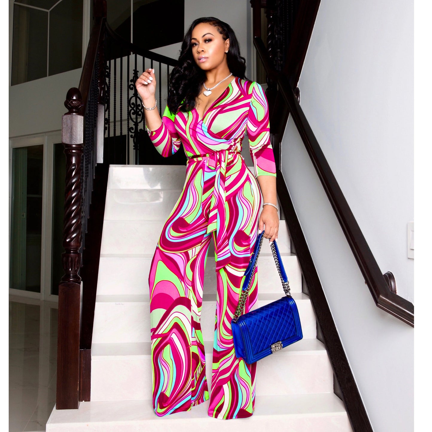 V-Neck Long Sleeve Jumpsuit