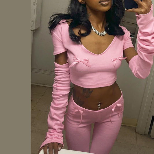 Temperament Leisure High Waist Cropped Suit