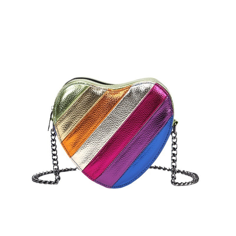 Rainbow Stitching Chain Shoulder Bag