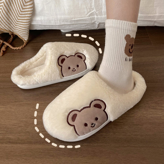 Plush Soft Bear Warm Cotton Slippers