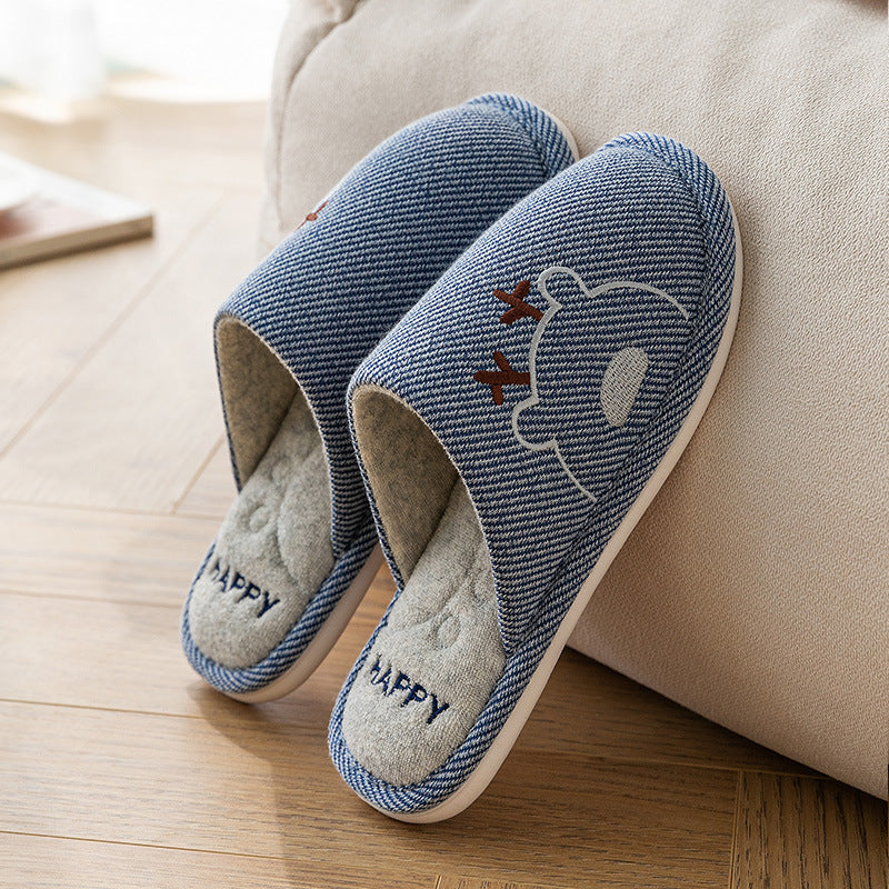 Linen Slippers House Shoes