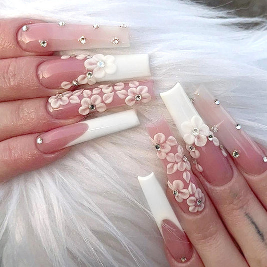 Long  Diamond French Nails