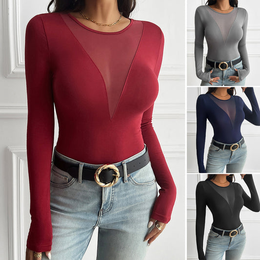 Solid Color Long-sleeved Top