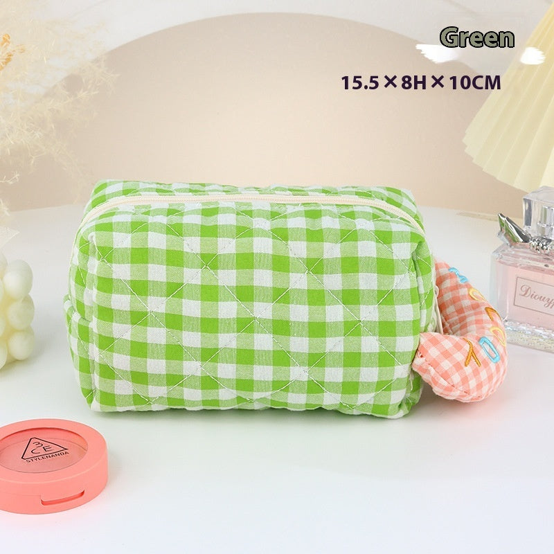 Plaid Cosmetic Bag Large Capacity