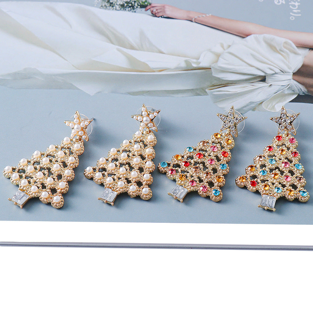 Crystals Christmas Tree Earrings