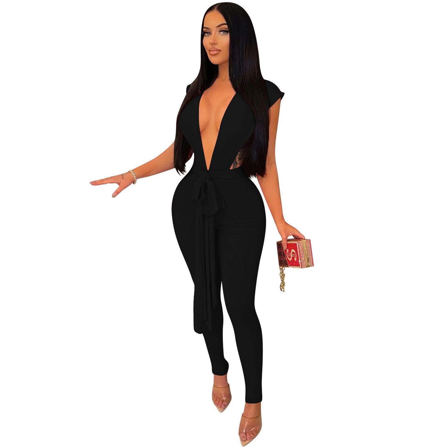 V-neck Sleeveless Jumpsuit
