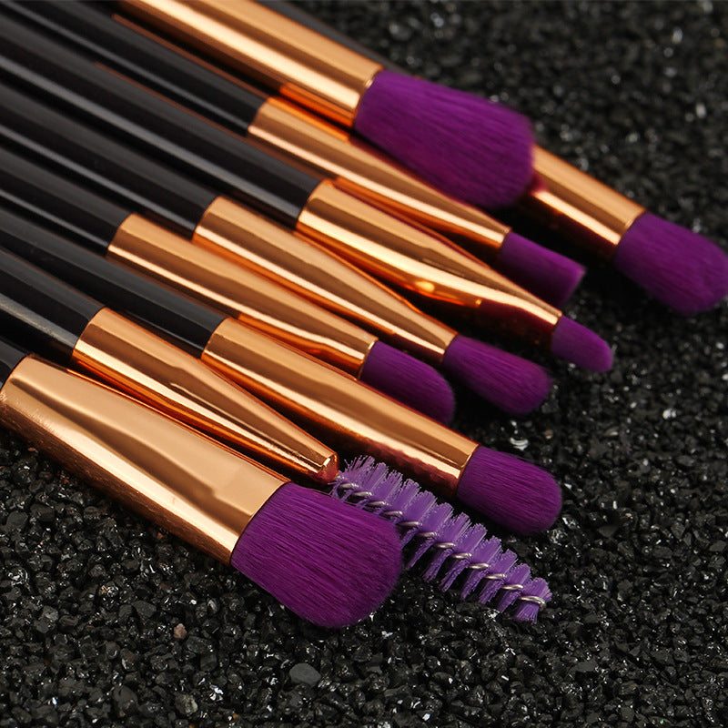 New 15 makeup brush set purple green bristles