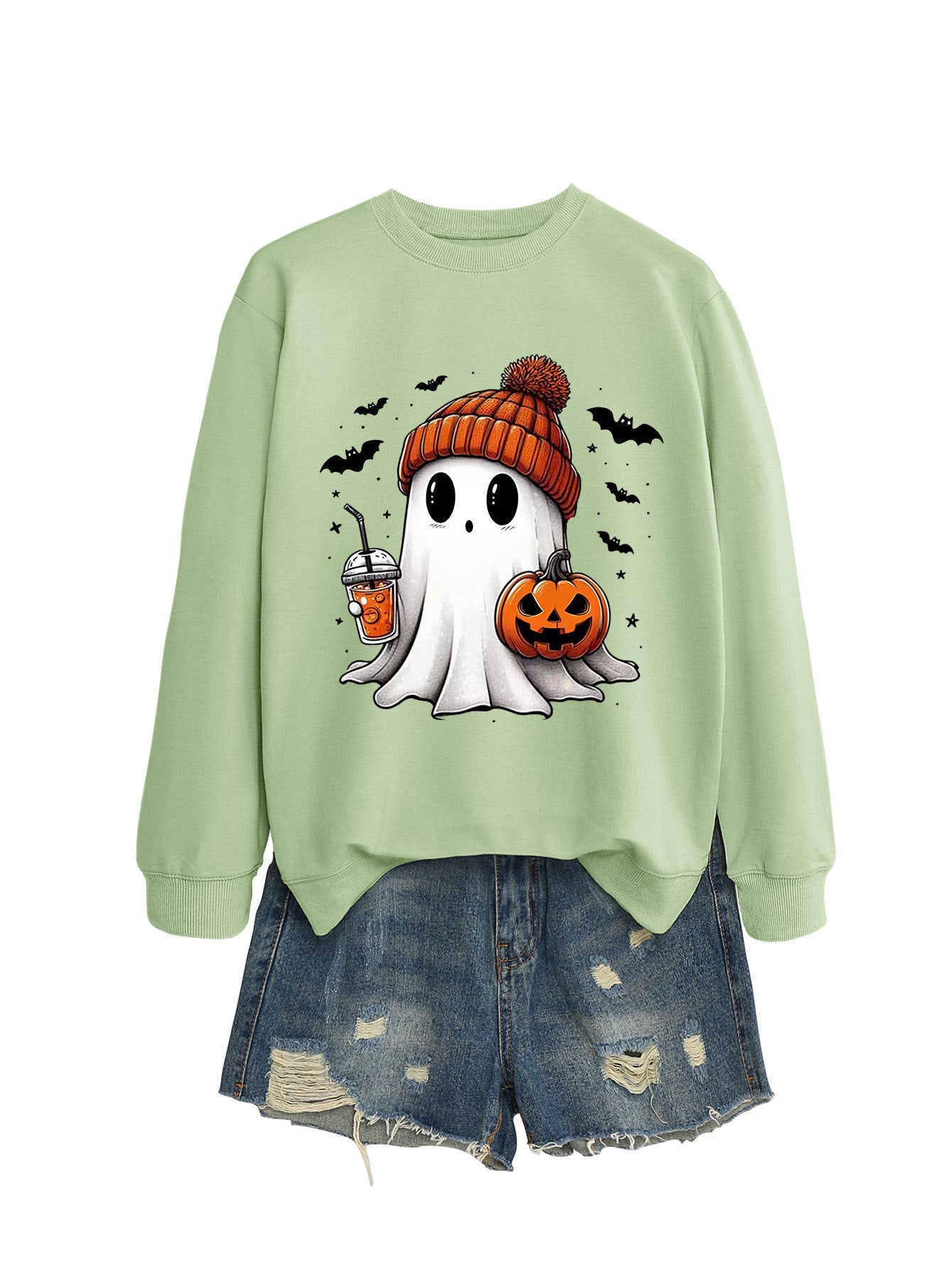 Pumpkin Bat Crew Neck Sweatshirt