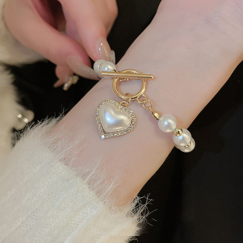 Buckle Pearl Heart Bracelet