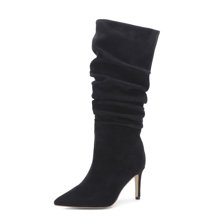 Pleated Mid-boots Silver