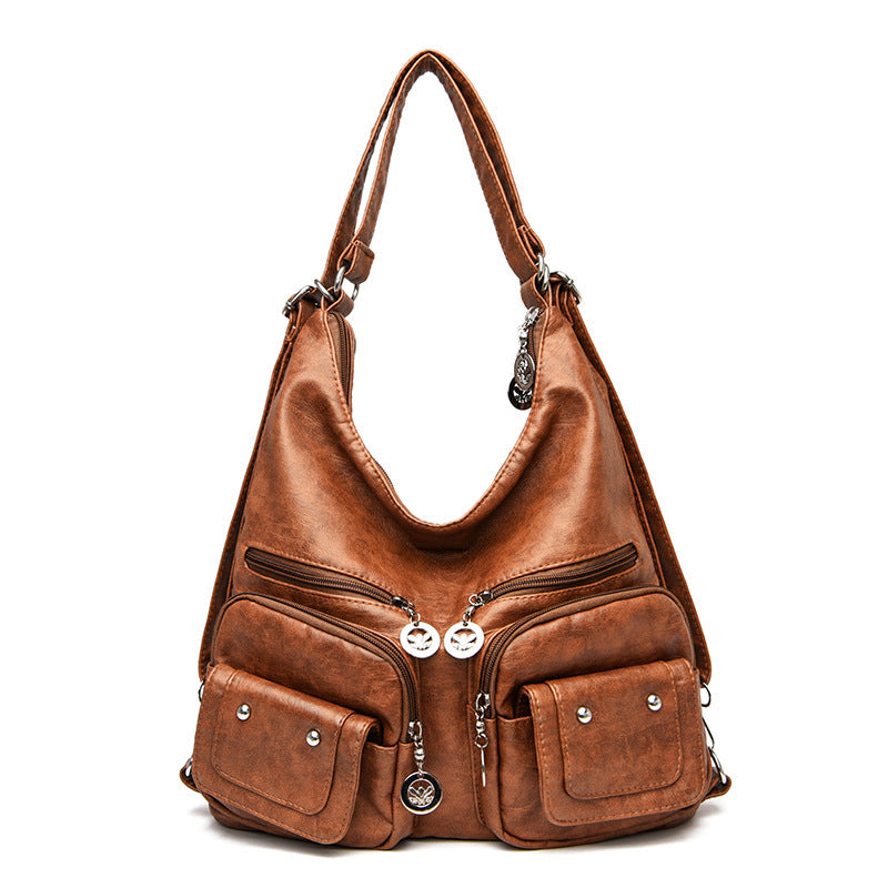 Soft Leather Textured Shoulder Bag