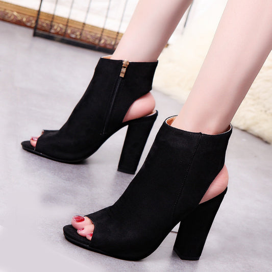 High Heel Chunky Fishbill Booties