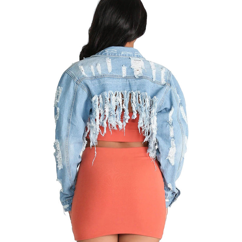 Fringed denim jacket
