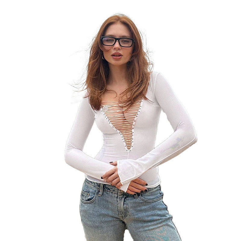V-neck Lace Up Top