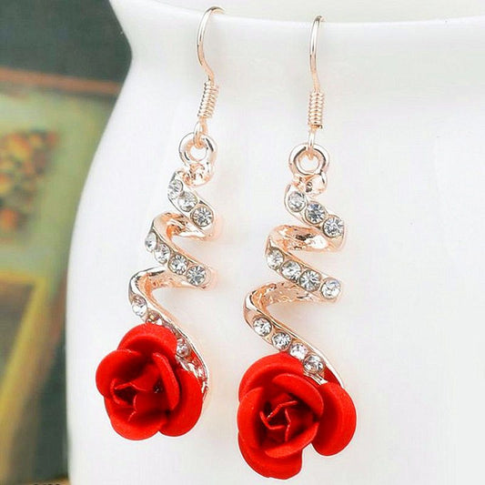 Rose flower earrings