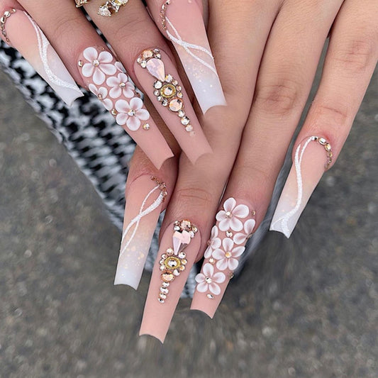 White Colorful Glitter Nails