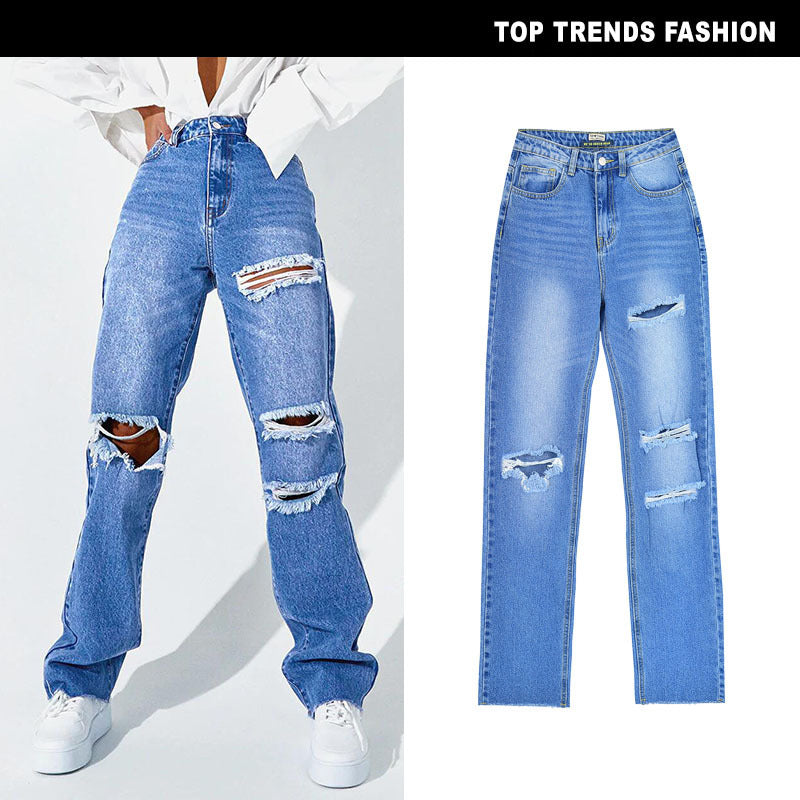 Straight Ripped Jeans