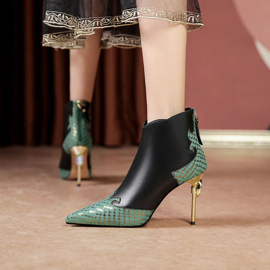 Leather Boots Niche High Heels
