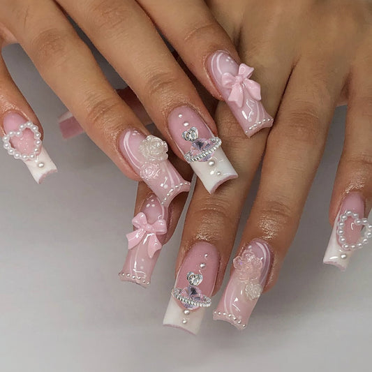 Flower Bow Tie Nails