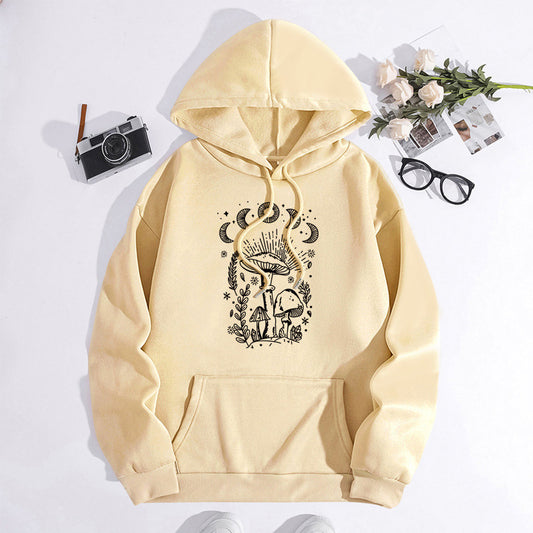 Wrap Collar Velvet Thickened Hooded Sweatshirt