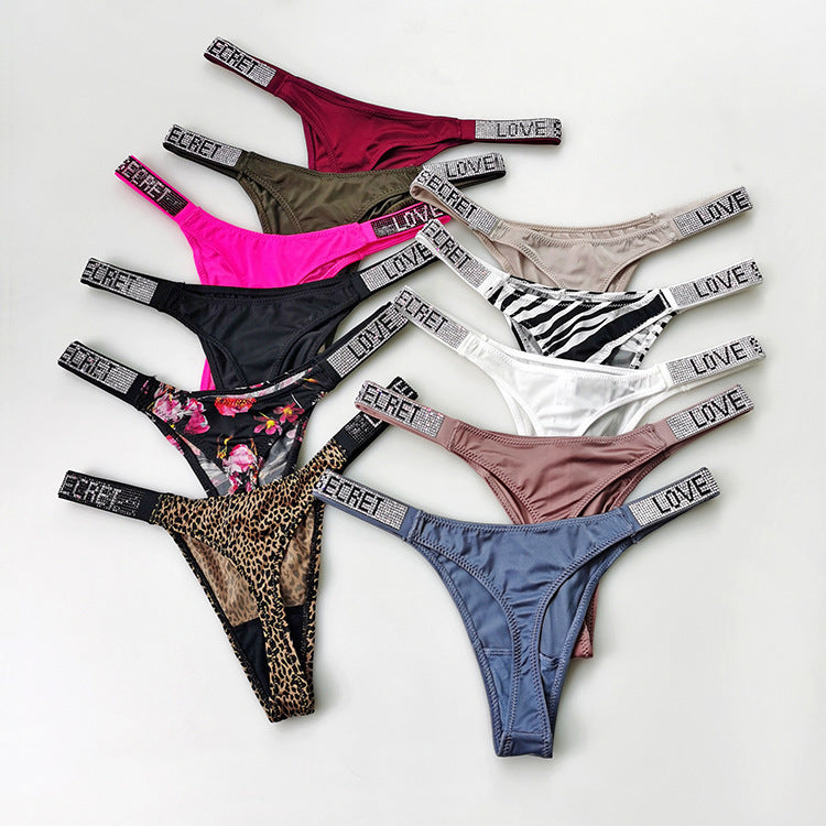 Low Waist Rhinestone G-string