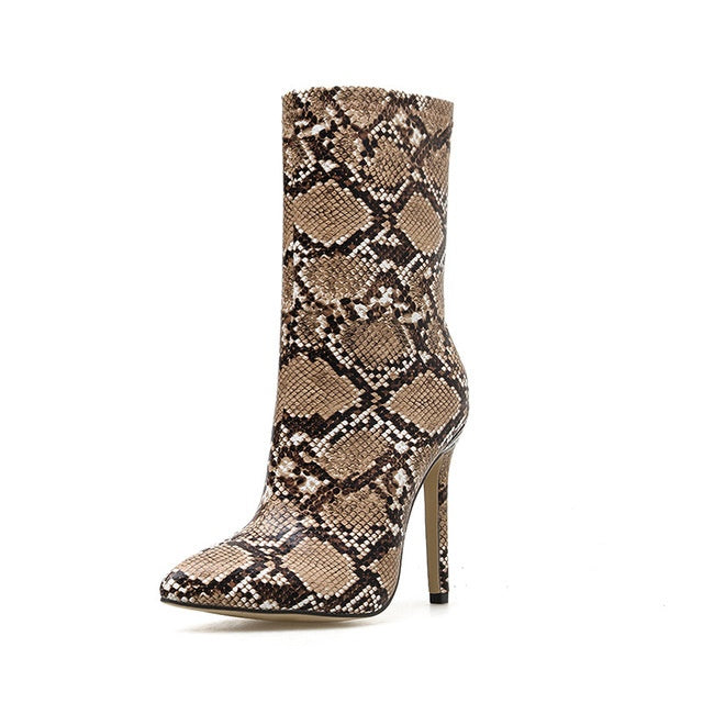 Snake pattern stiletto heels