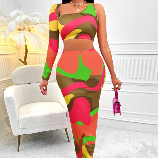 One-shoulder Skirt Set