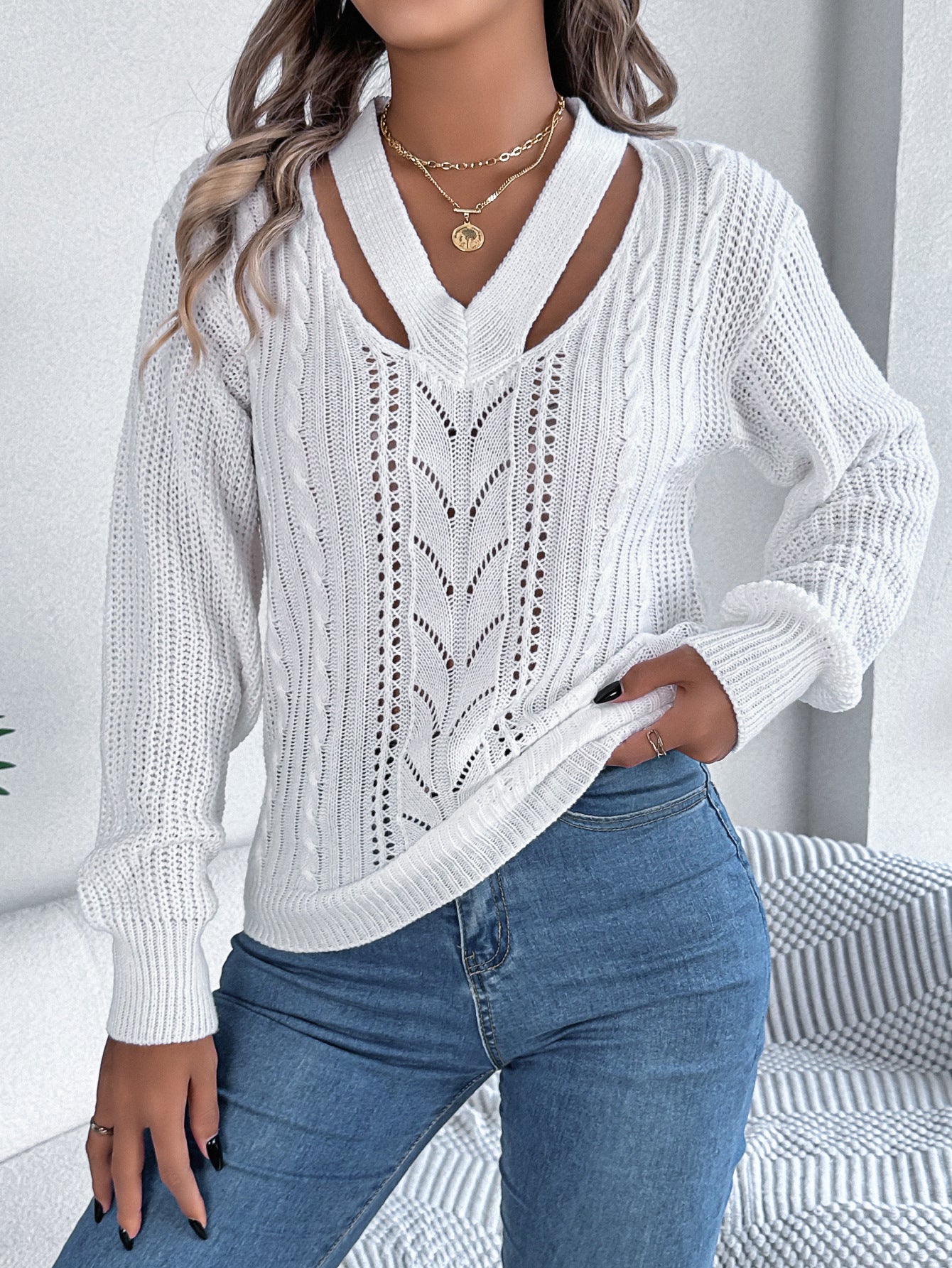 V-neck Pullover Sweater