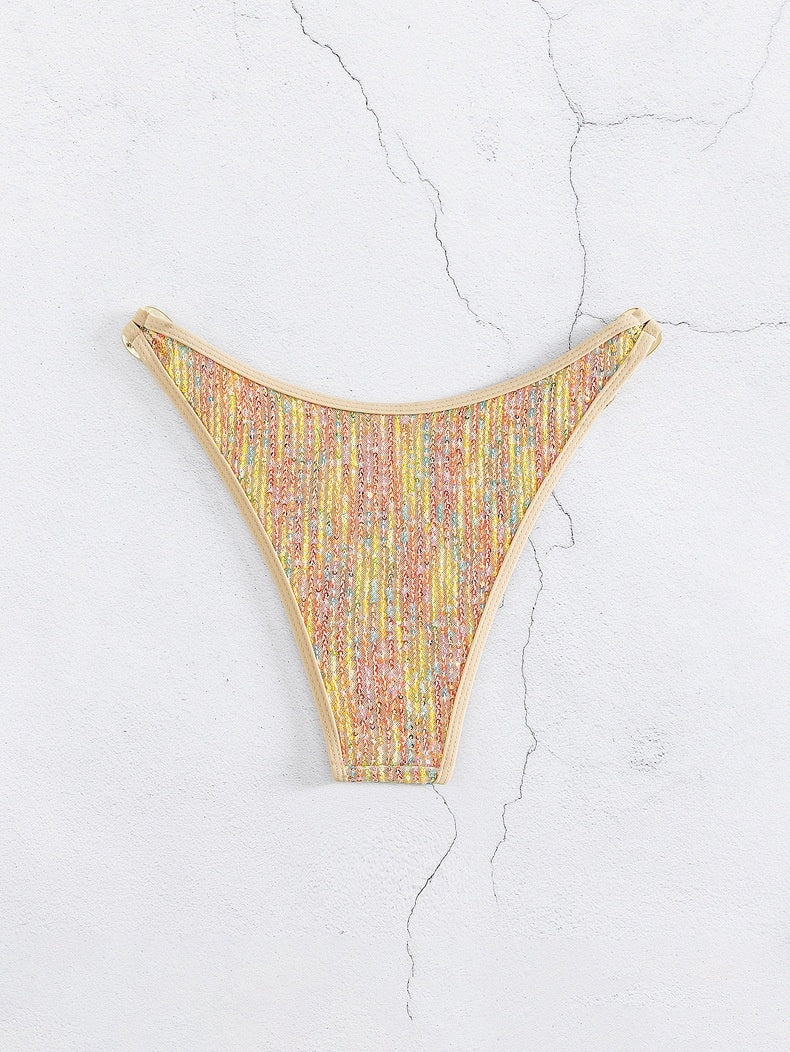 Swimsuit Sequined Lace-up Gold Bikini