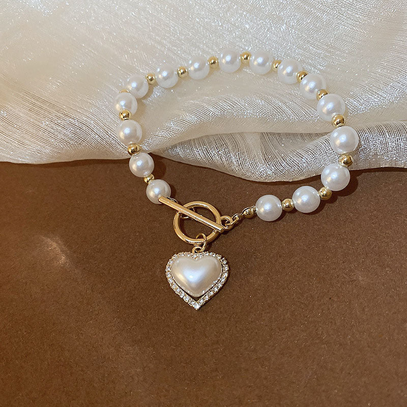 Buckle Pearl Heart Bracelet