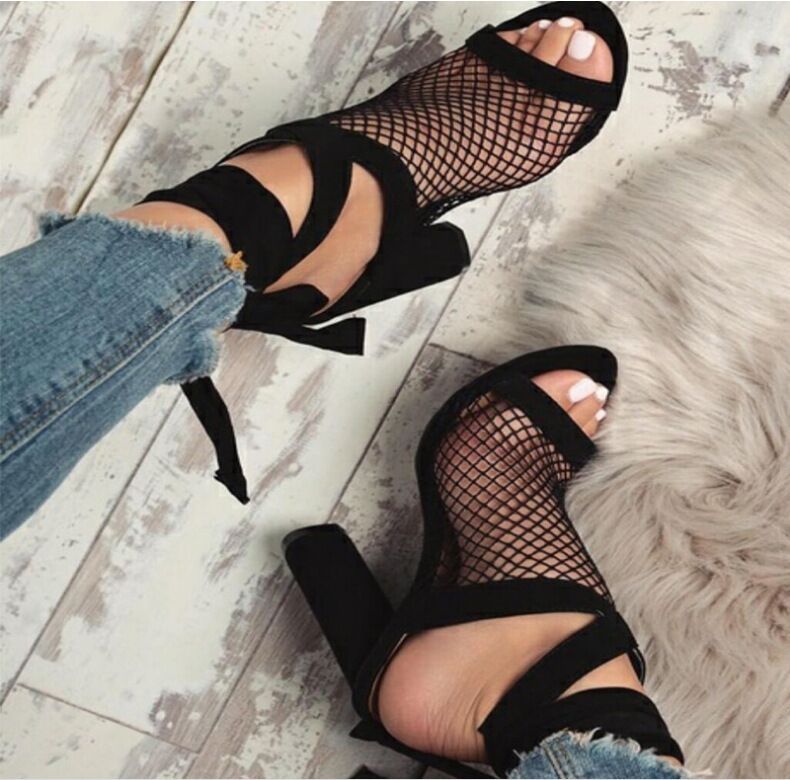 Cross Strap Lace Up High Heels