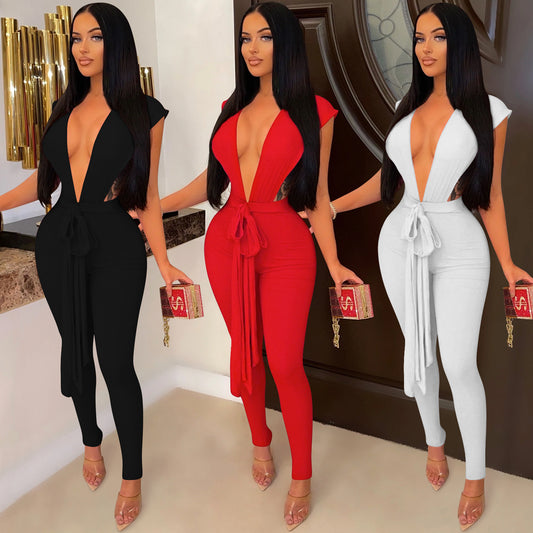 V-neck Sleeveless Jumpsuit