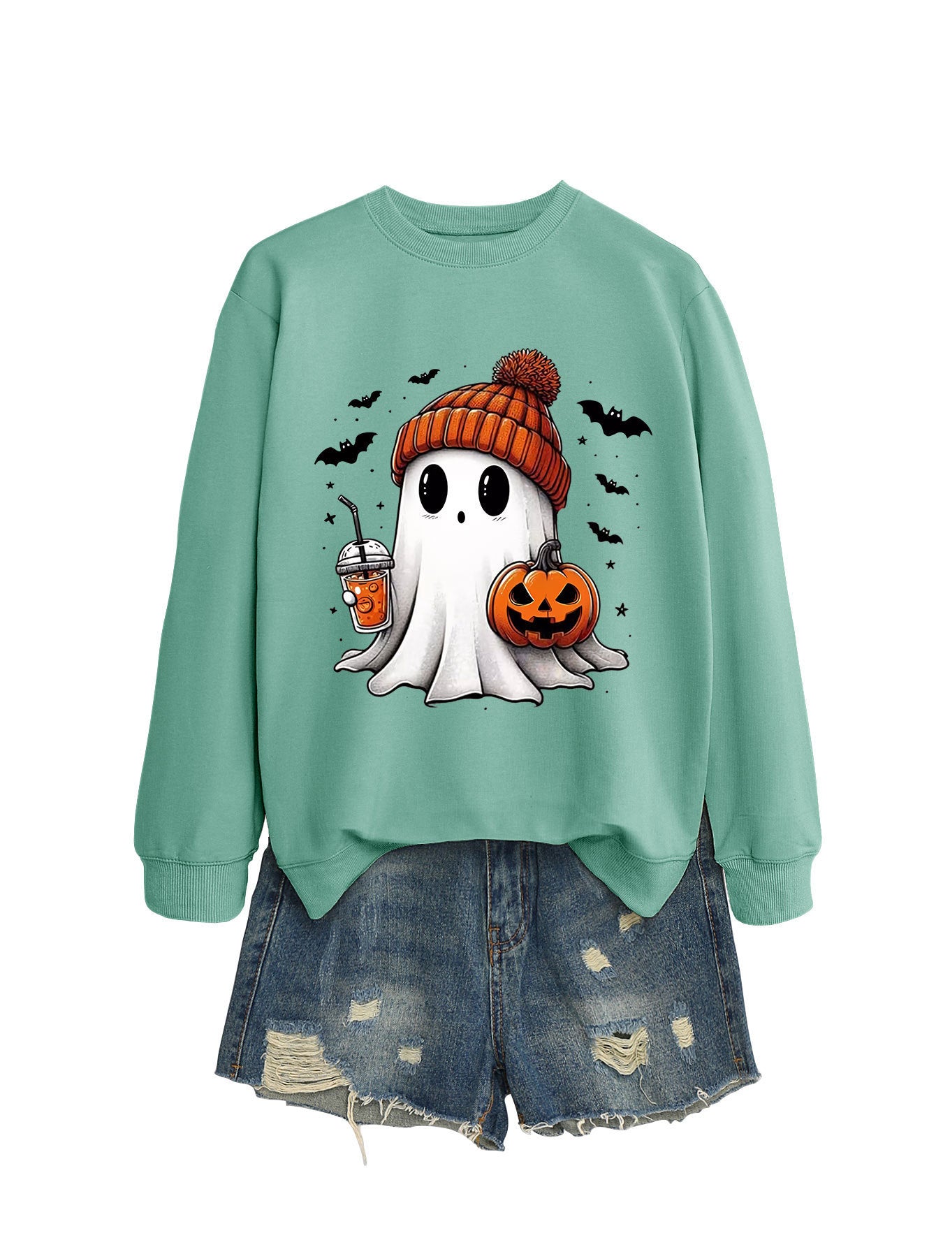 Pumpkin Bat Crew Neck Sweatshirt