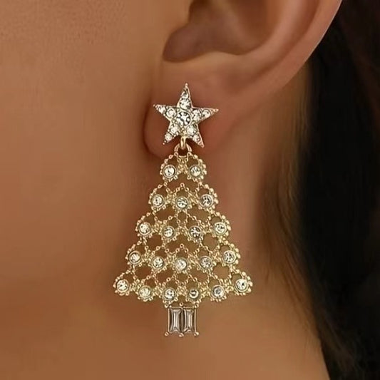 Crystals Christmas Tree Earrings