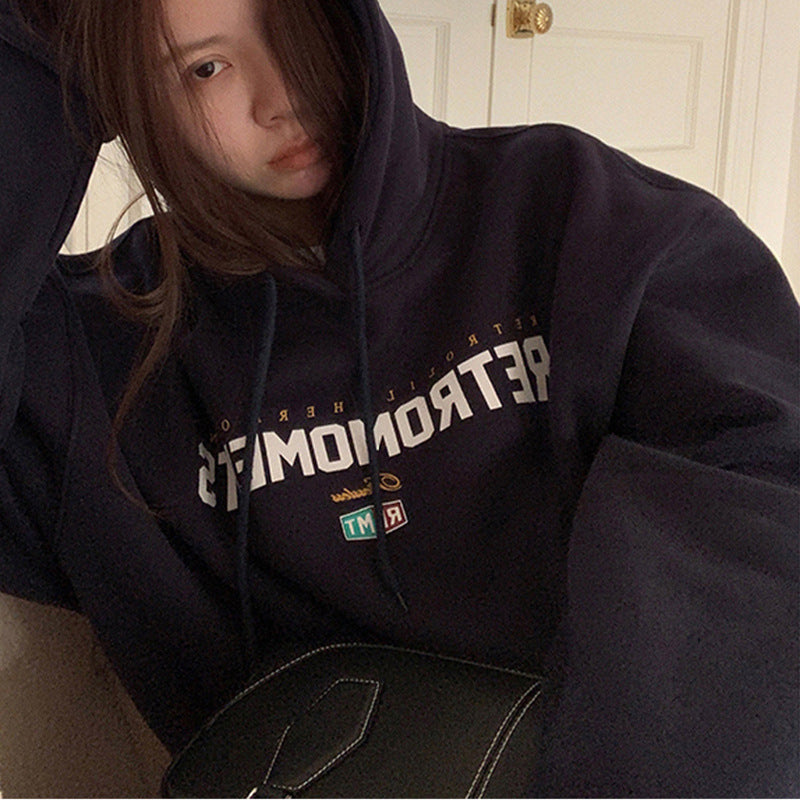 Velvet Hooded Sweatshirt