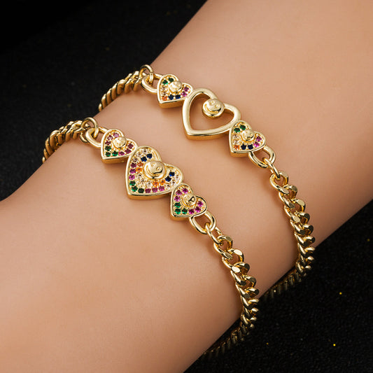 Copper Plated 18K Gold Heart Bracelet
