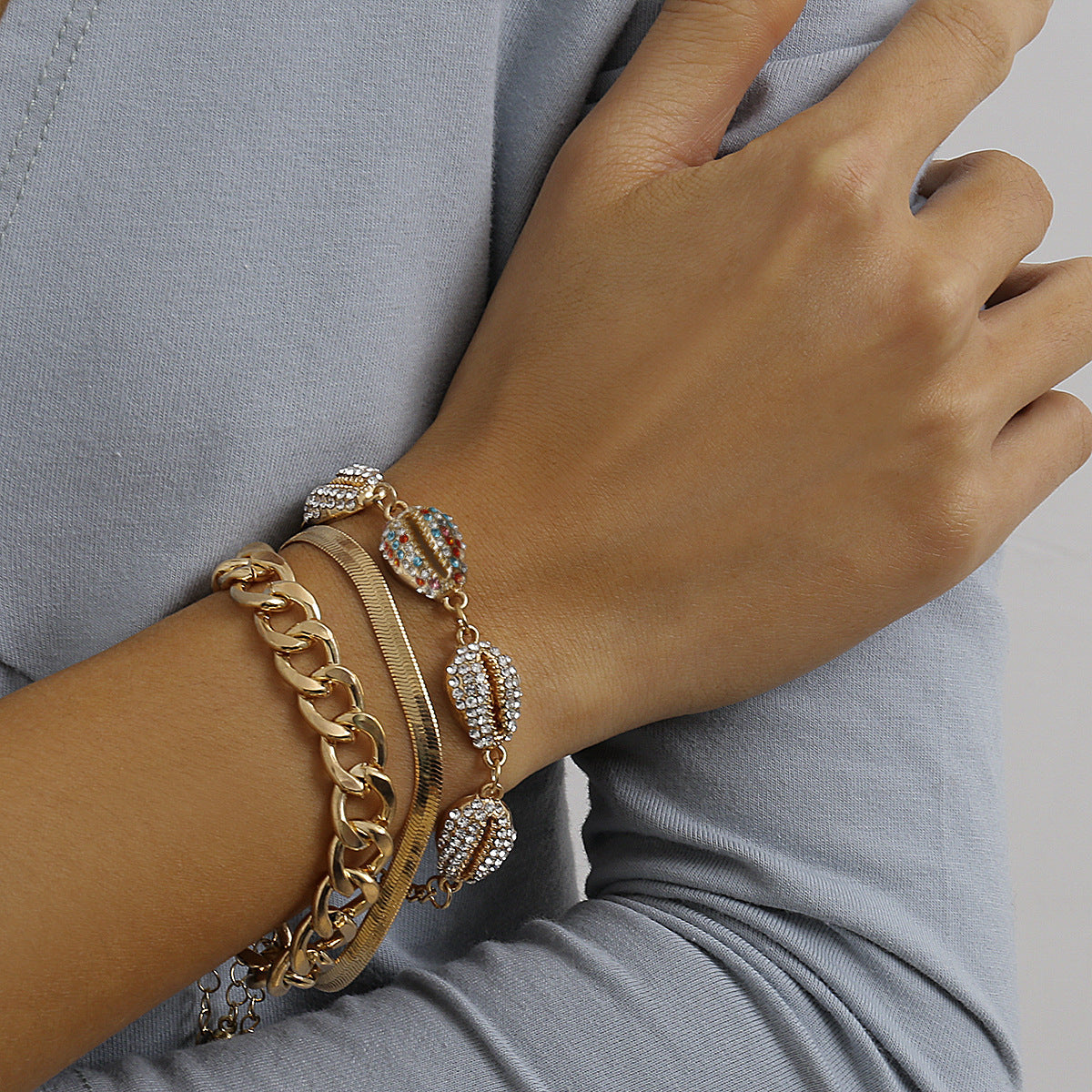 Shell micro-inlaid colorful bracelet