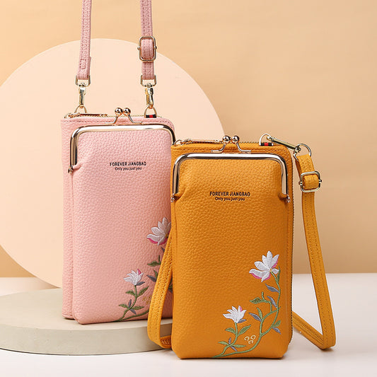 Flower Phone Bag With Lock Buckle