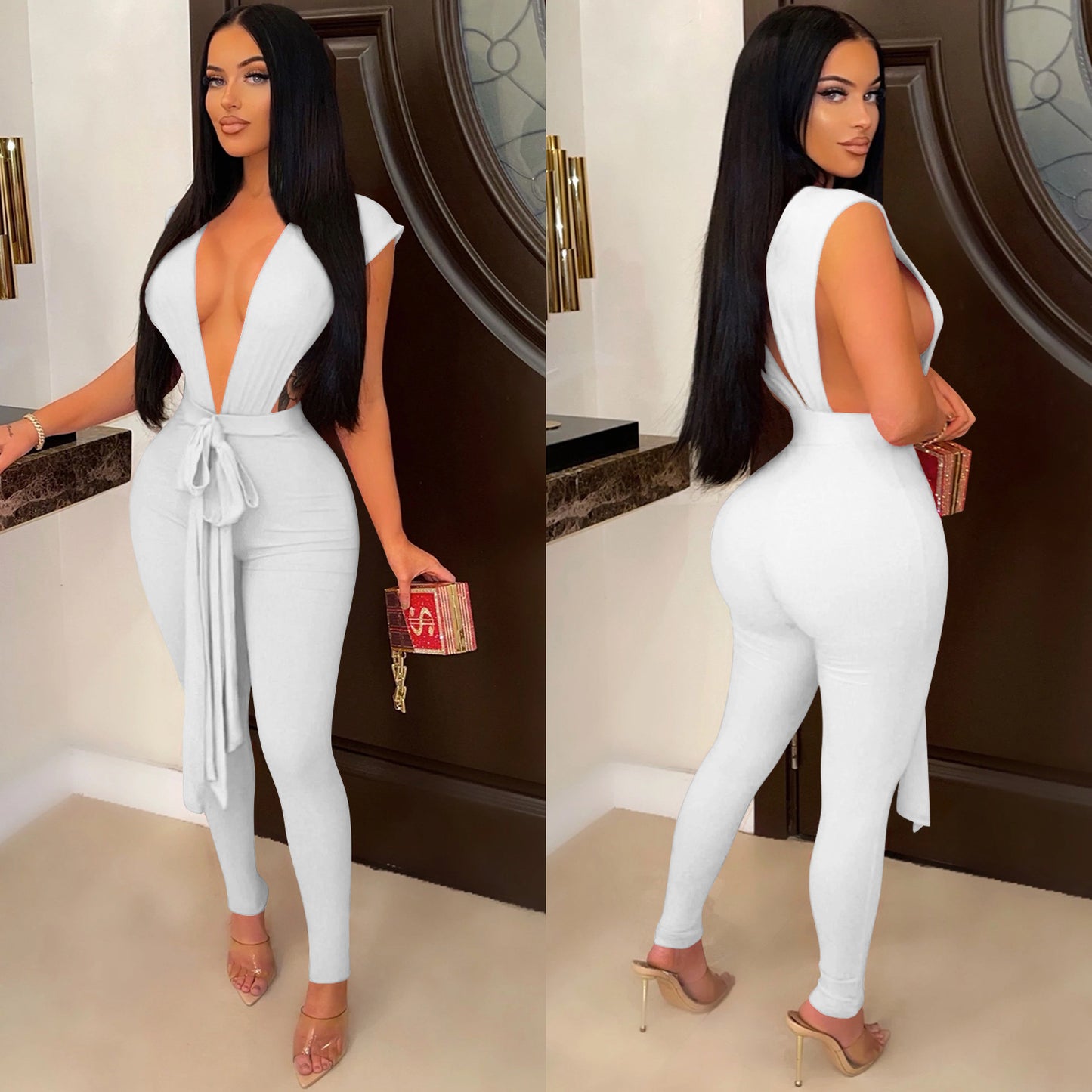 V-neck Sleeveless Jumpsuit