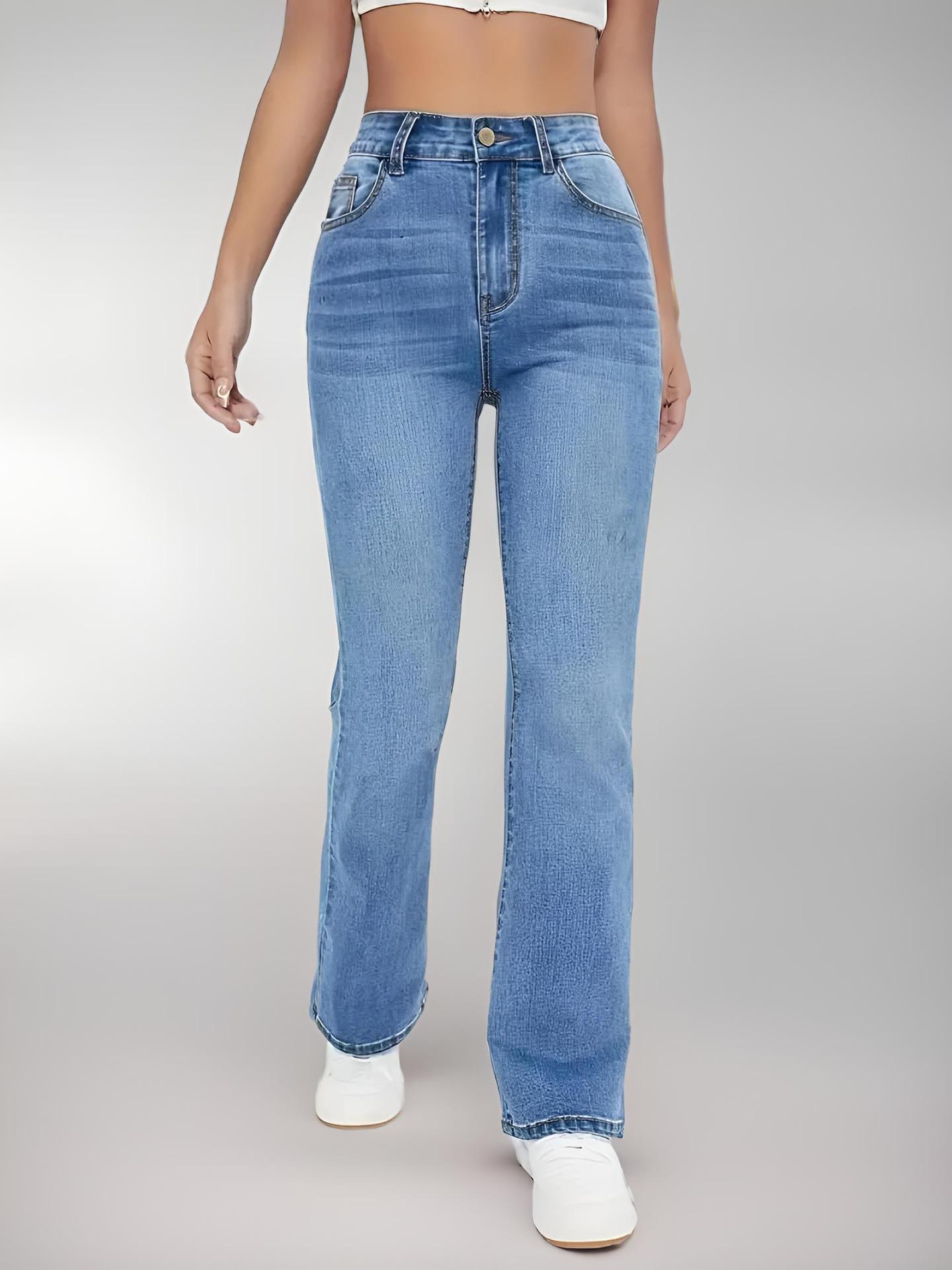 High Waist Straight Slim Fit All-match Stretch Jeans