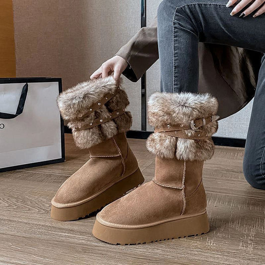 Fleece-lined Platform Padded Boots