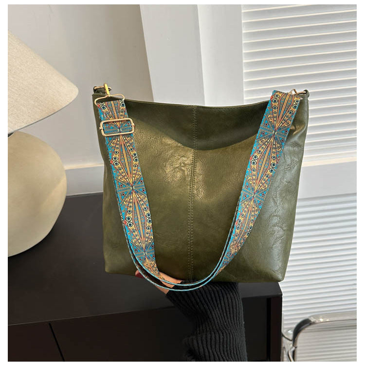 Retro Solid Color Shoulder Bag